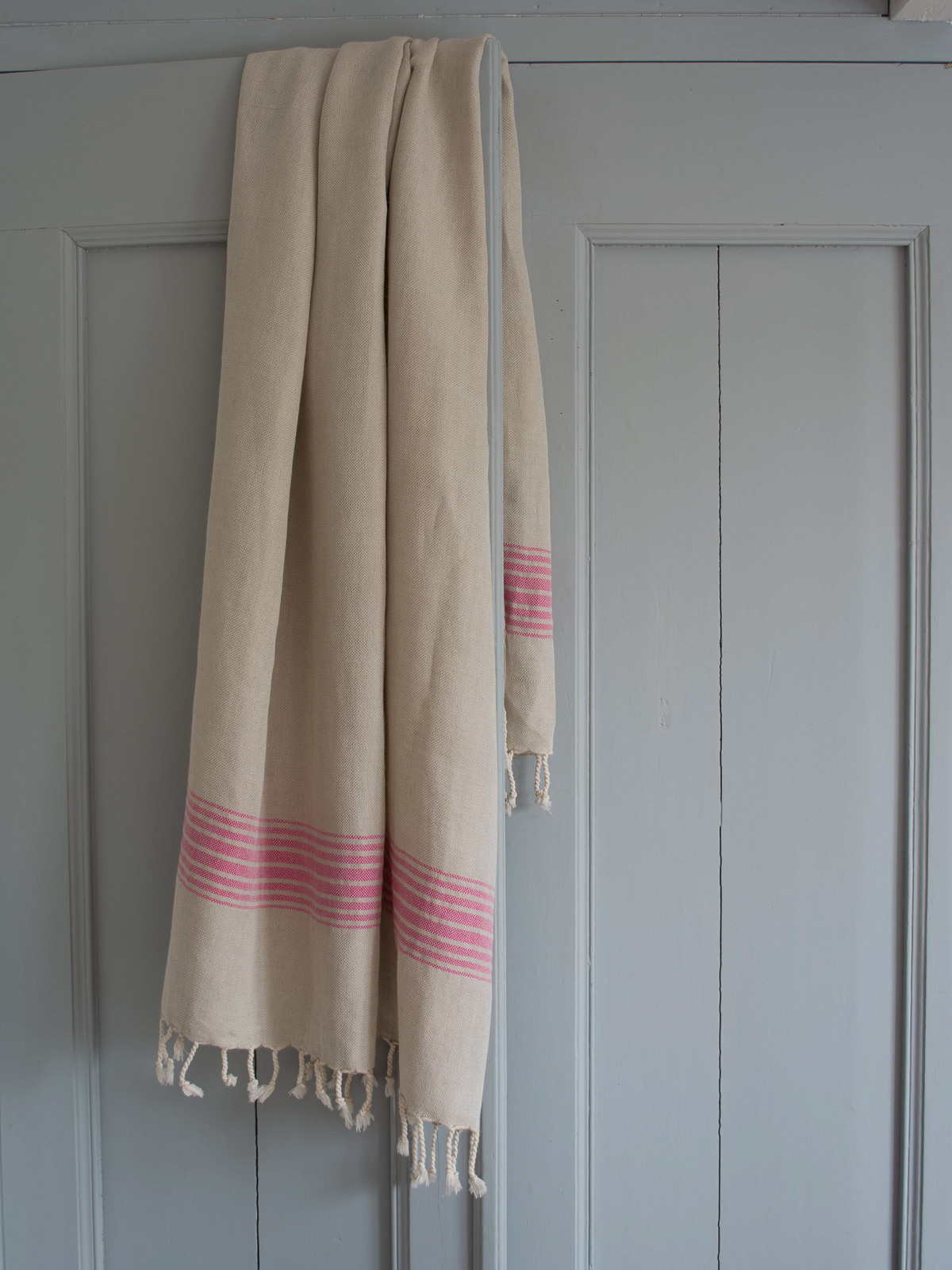 linen hamam towel fuchsia striped